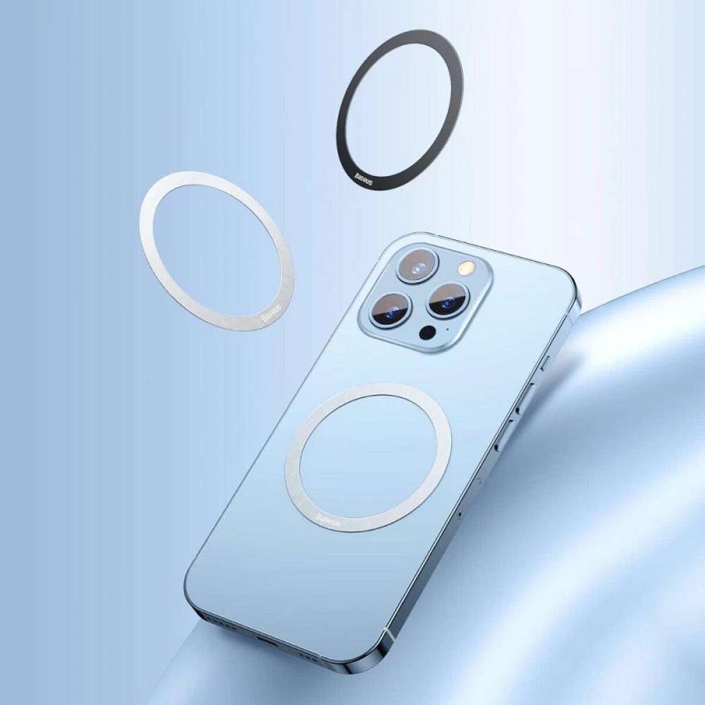 Пластина для магнитного держателя Baseus Halo Series Magnetic Metal Ring（2pcs/pack）Silver Ковель - изображение 8