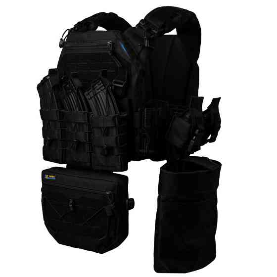 Плитоноска тактическая Warmor Gen.3 Pro Max с быстрым сбросом с подсумками (Черная) Киев