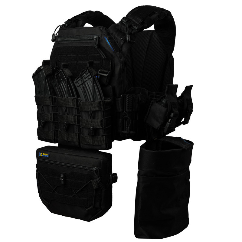 Плитоноска тактична Warmor Gen.3 Pro Max зі швидким скиданням з підсумками (Чорна) Київ - фото 1