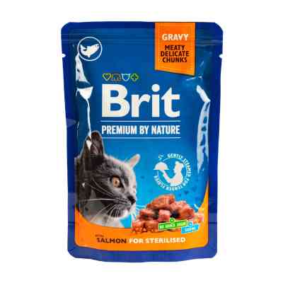 Влажный корм для кошек Brit Premium с лососем для стерилизованных 100 г (8595602548460) Винница