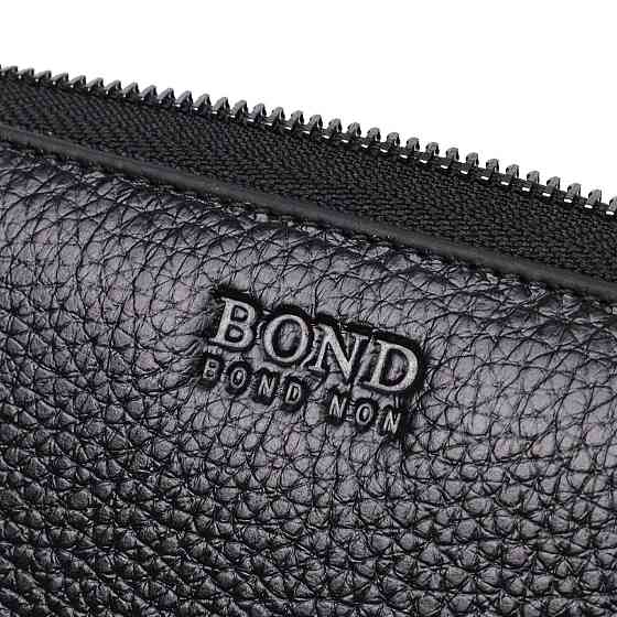 Практичный мужской клатч с двумя отделениями из натуральной кожи BOND 22027 Черный Киев