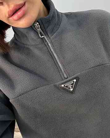 Жіночий теплий прогулянковий костюм: кофта та штани фліс двосторонній Графіт, 46 Одеса