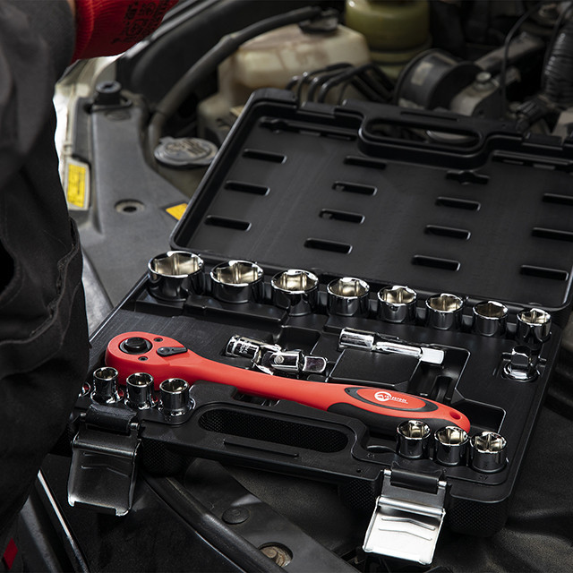 Набір інструментів, проф., 1/2", Cr-V, 21 од., головки: 10-32 мм, кейс INTERTOOL ET-6021 Київ - фото 10