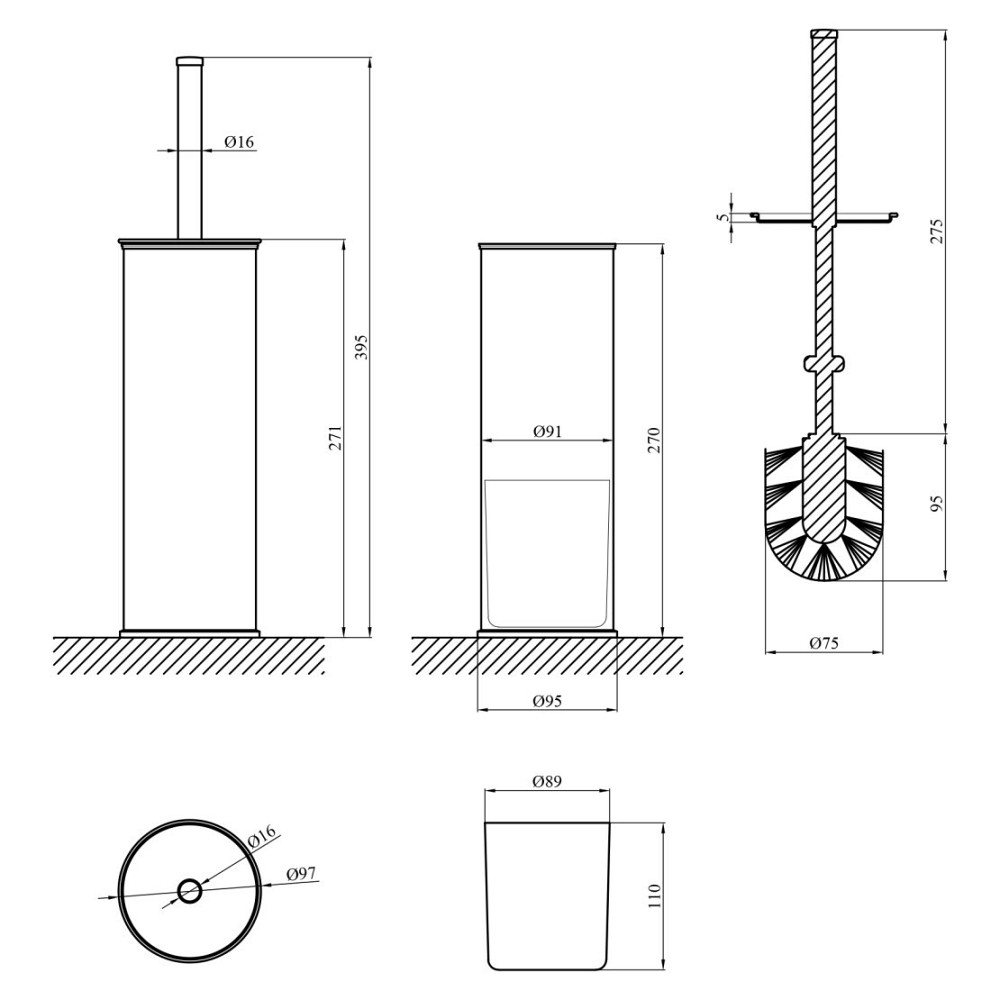 Ершик для унитаза напольный Kroner KRP Graz - SCH017R Киев - изображение 3