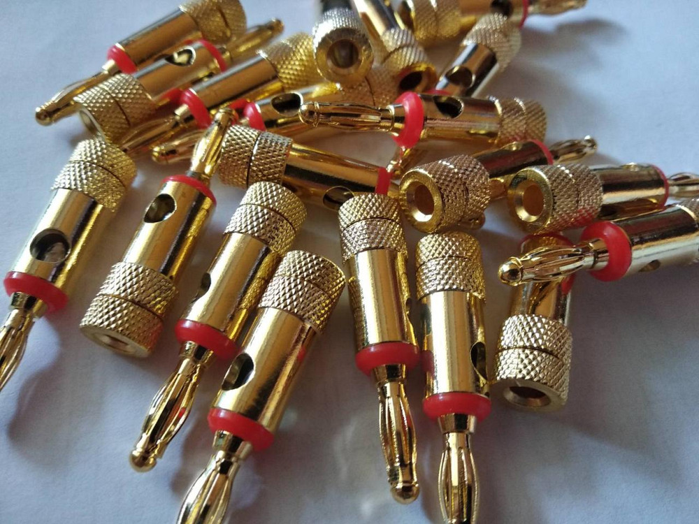 Штекер акустичний Ban gold, корпус метал, червоний Полтава - фото 1