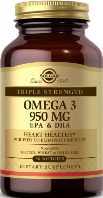 Омега 3 Solgar Triple Strength Omega-3 950 mg 50 softgels Киев - изображение 1