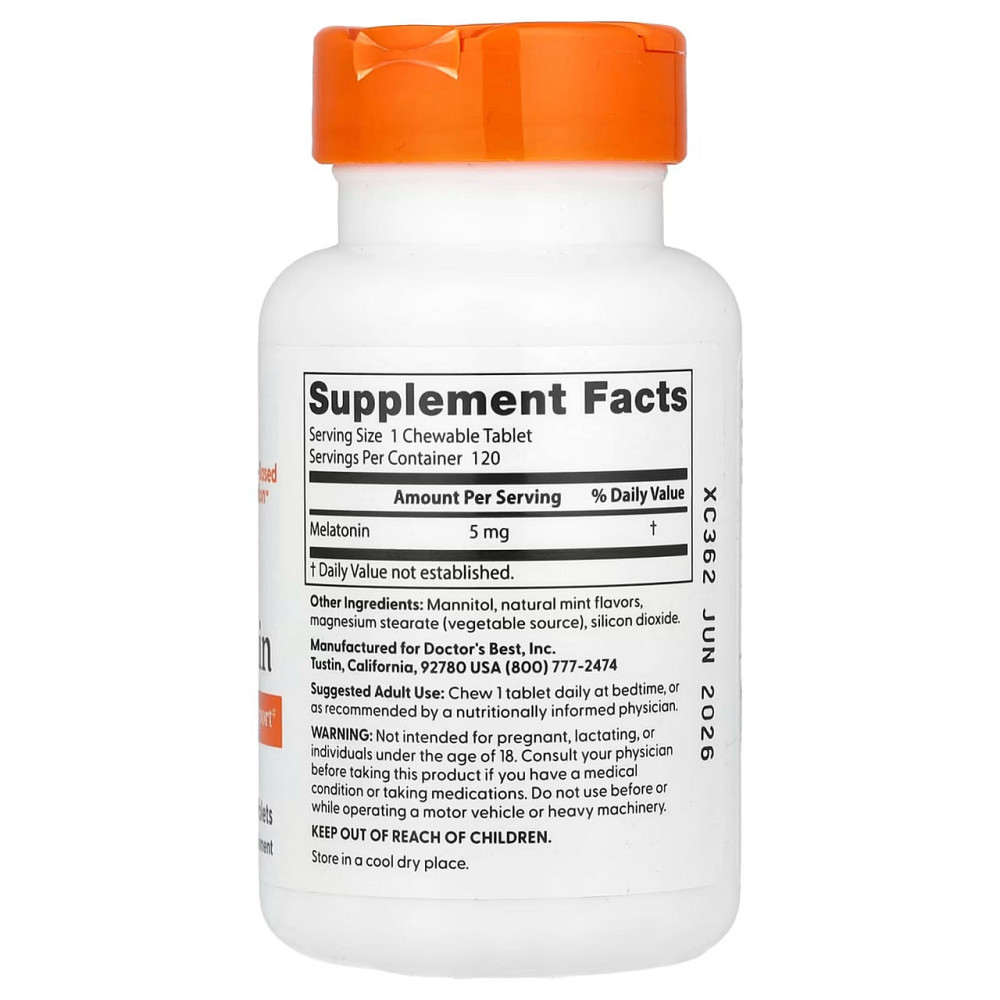 Мелатонін Doctor's Best Melatonin 5 мг 120 жув таб м'ята Київ - фото 2