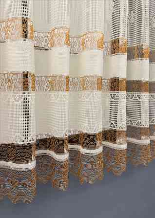 Тюль сітка VR-Textil Juli № 1876т Арка на кухню колір молочний з карамельним 400х150 см (53-0144) Київ