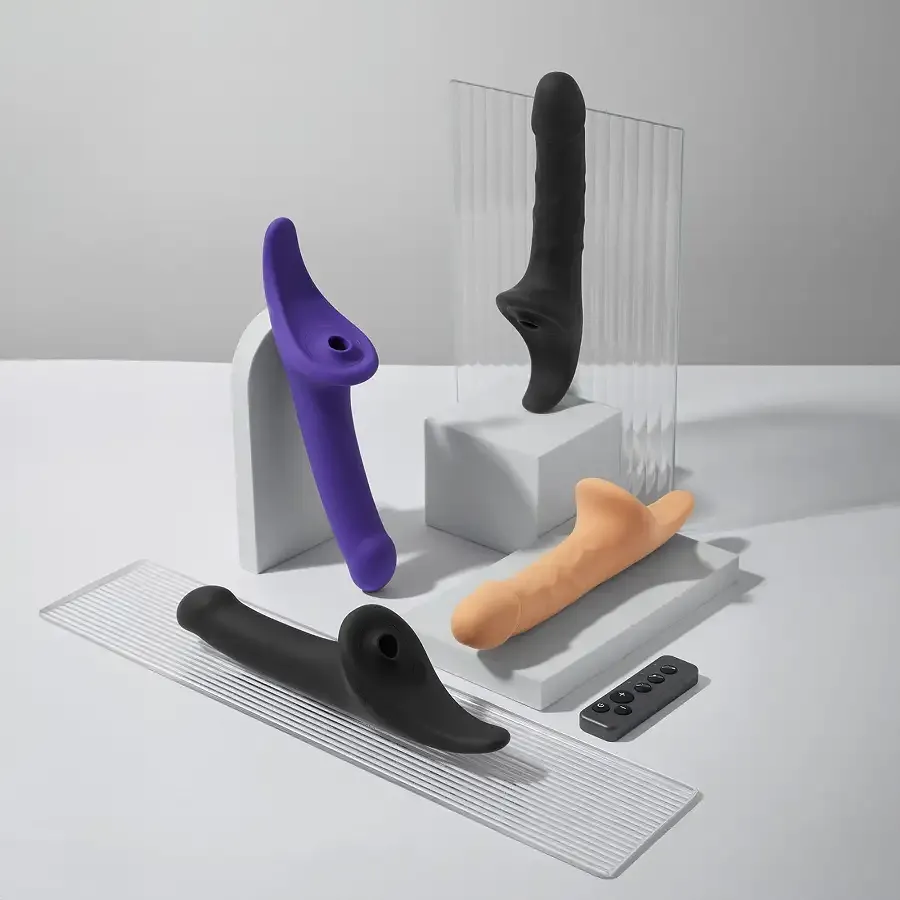 Вібронасадка для страпону з вакуумною стимуляцією Strap-On-Me Multi Orgasm Dildo M Purple Львов - изображение 7