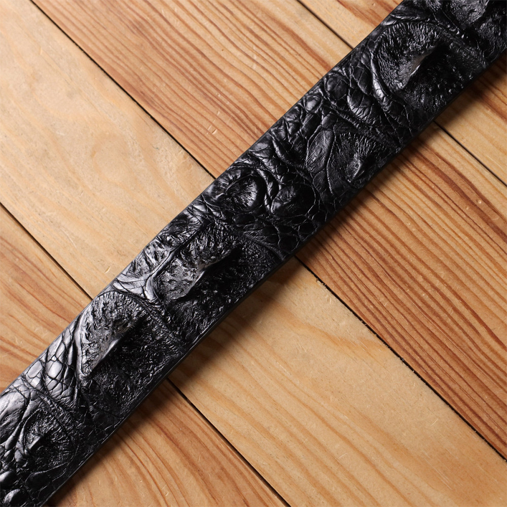 Ремень мужской CROCODILE LEATHER 18008 из натуральной кожи крокодила Черный Киев - изображение 10