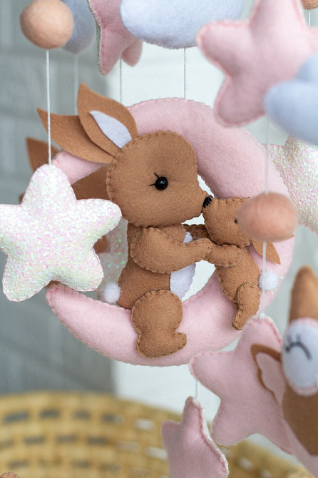Дитячий мобіль на ліжечко для немовлят WooolyWool «Ніжність» для дівчинки Київ - фото 7