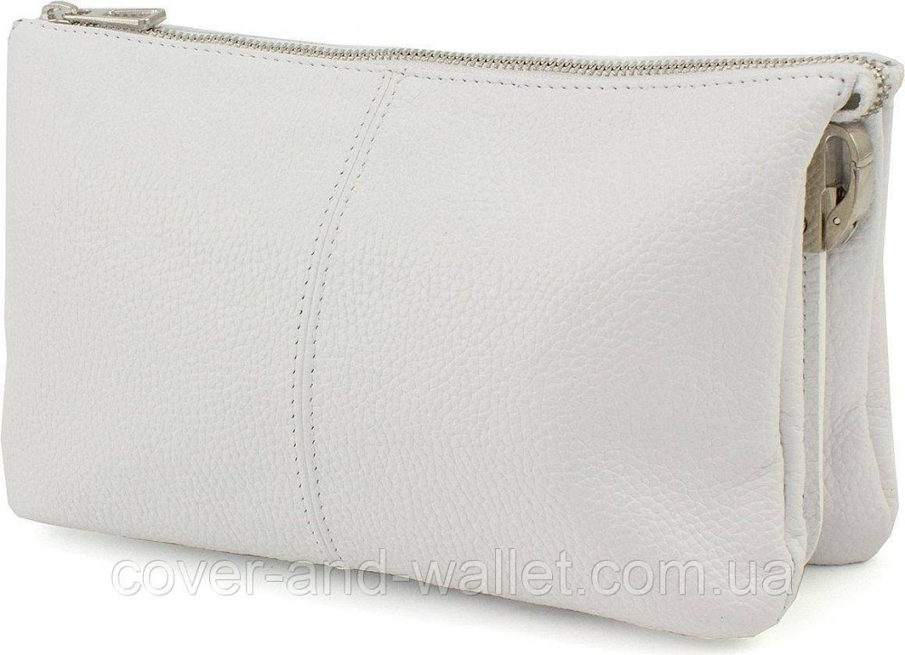 Біла жіноча сумка-клатч із натуральної шкіри на блискавці Grande Pelle 70570201 Київ - фото 3