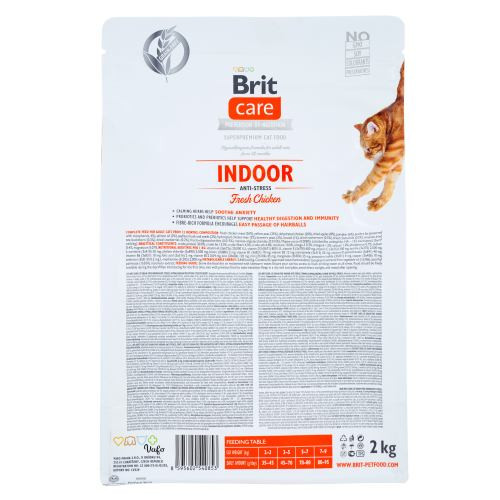 Корм сухий Brit Care Cat Grain Free Indoor Anti-stress для дорослих домашніх котів гіпоалергенний з куркою 2 кг Київ - фото 3