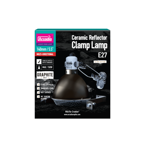 ARCADIA REFLECTOR CLAMP LAMP WITH CERAMIC HOLDER E27 14CM GRAPHITE (R2100070) світильник для тераріума Київ