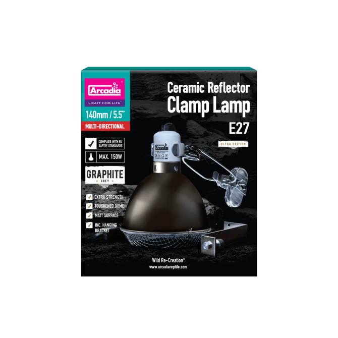 ARCADIA REFLECTOR CLAMP LAMP WITH CERAMIC HOLDER E27 14CM GRAPHITE (R2100070) світильник для тераріума Київ - фото 1