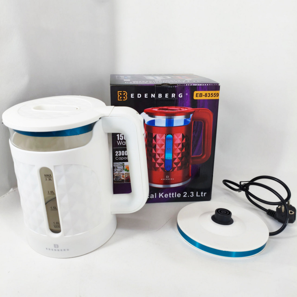 Электрочайник стеклянный с подсветкой Edenberg EB-83559 2.3л 1500Вт White CK-36 Львов - изображение 12