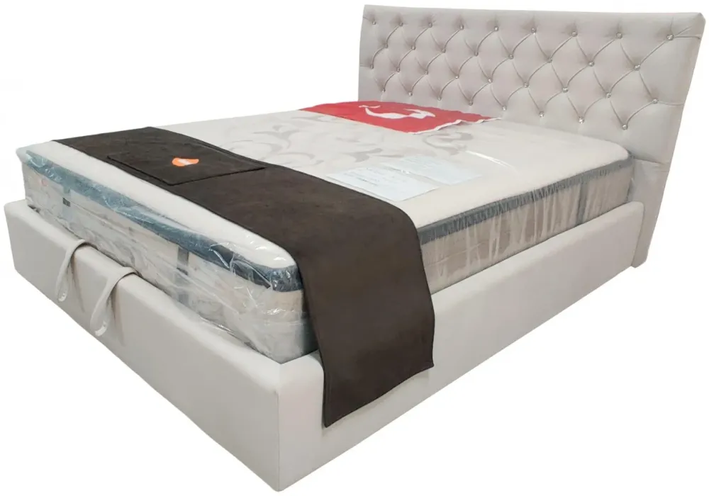 Ліжко BNB Arizona Comfort 120 х 200 см Стрази З підйомним механізмом та нішою для білизни Бежевий Київ - фото 2