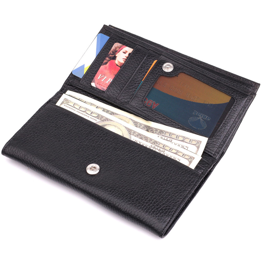 Вместительный женский кошелек из натуральной кожи KARYA 22859 Черный Киев - изображение 8