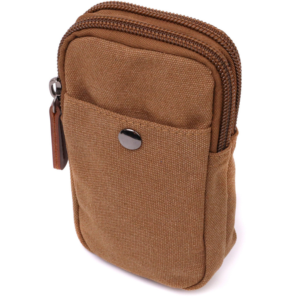 Добротная сумка-чехол на пояс с металлическим карабином из текстиля Коричневый (Vintage) Киев - изображение 5