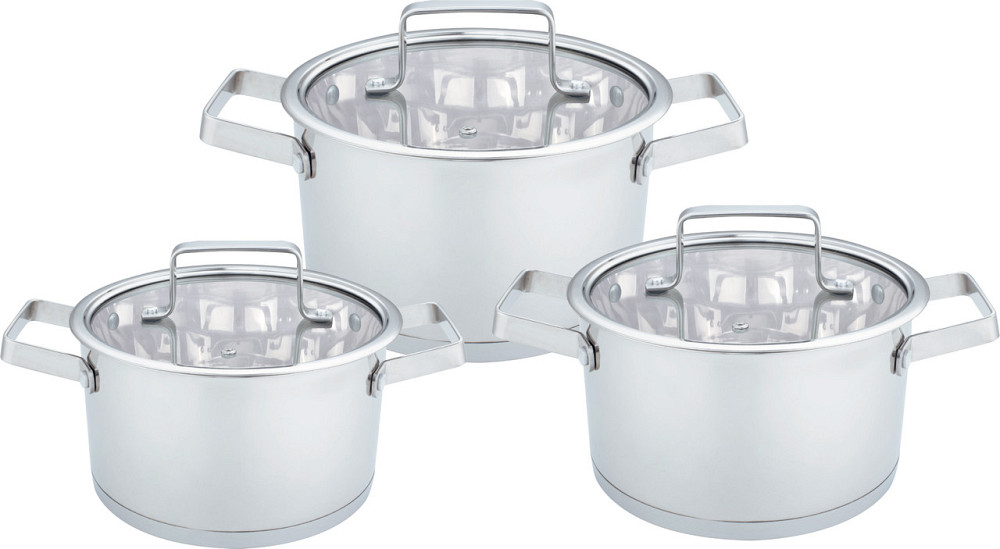 BN-684 Набір каструль-Нерж. сталь, 1,9 л, 2,6 л, 3,6 л. 6 предм (4) Одеса - фото 1