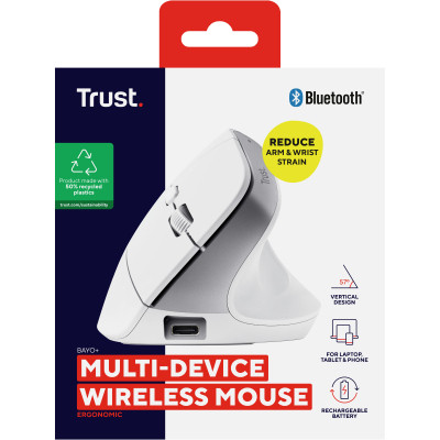 Мышка Trust Bayo+ Ergonomic Wireless/Bluetooth White (25399) Винница - изображение 4