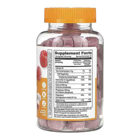 Кальций магний и витамин D3 для детей Lifeable Calcium Magnesium + Vitamin D Kids 90 жев таб малина Киев