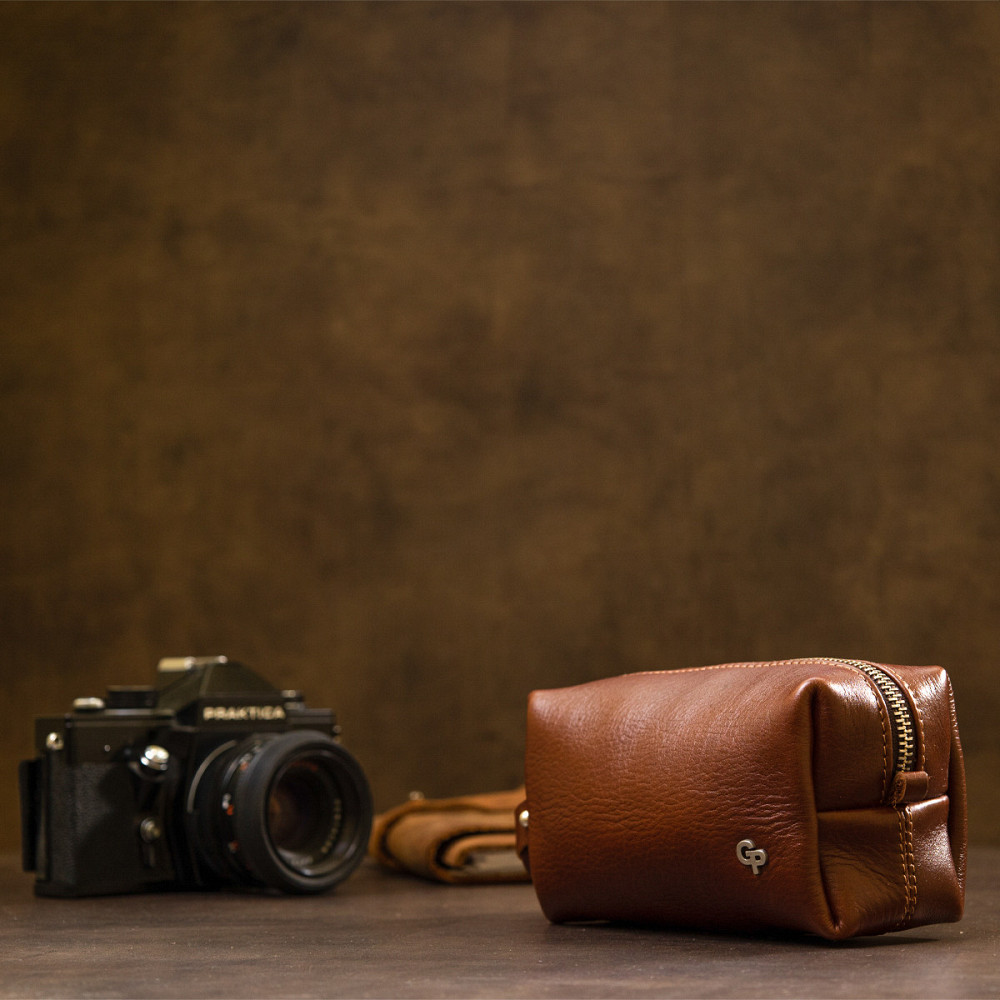 Мужская косметичка из натуральной кожи GRANDE PELLE 11414 Коричневый Киев - изображение 5