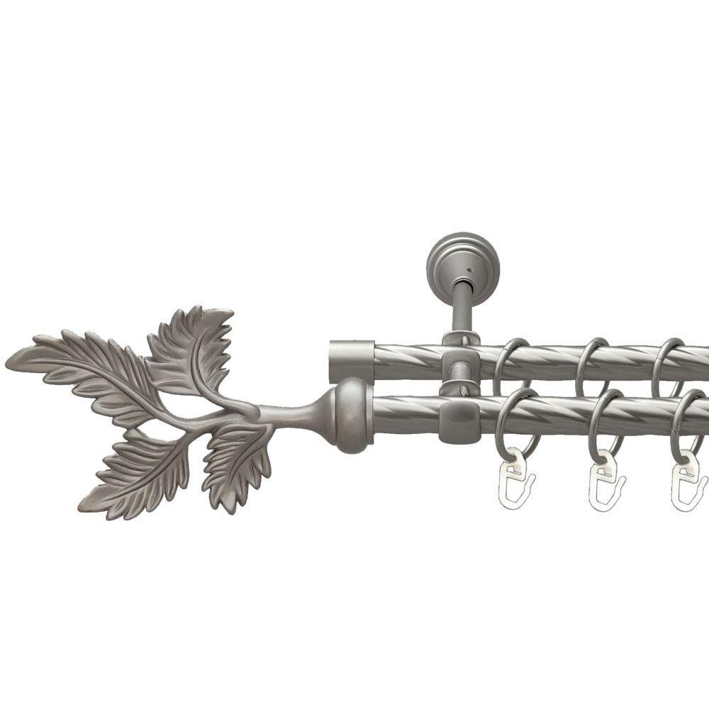 Карниз Orvit Папороть металевий дворядний відкритий скручена труба кільце металеве Сатин 16\16 мм 200 см Львов - изображение 1