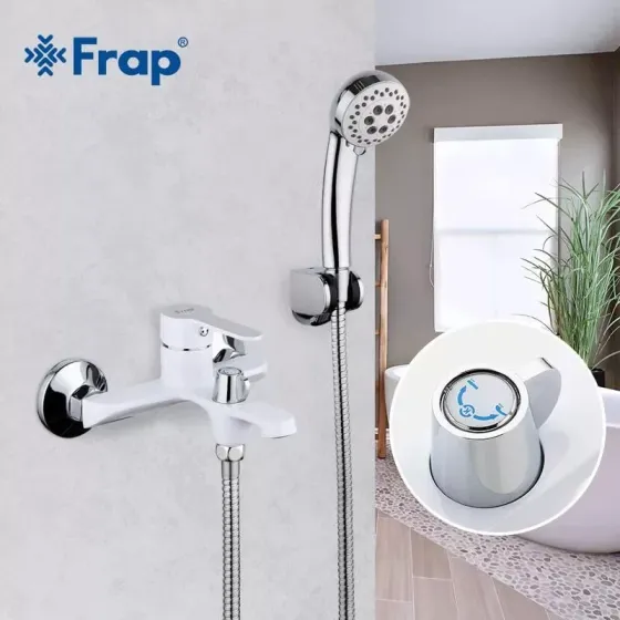 Смеситель для ванны с душевым гарнитуром Frap F3241 белый/хром Киев