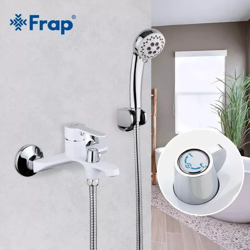 Смеситель для ванны с душевым гарнитуром Frap F3241 белый/хром Киев - изображение 3