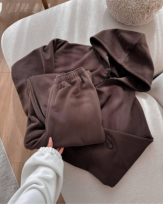 Жіночий теплий затишний костюм-двійка: кофта та штани двосторонній фліс Шоколад, 44/46 Одеса - фото 4