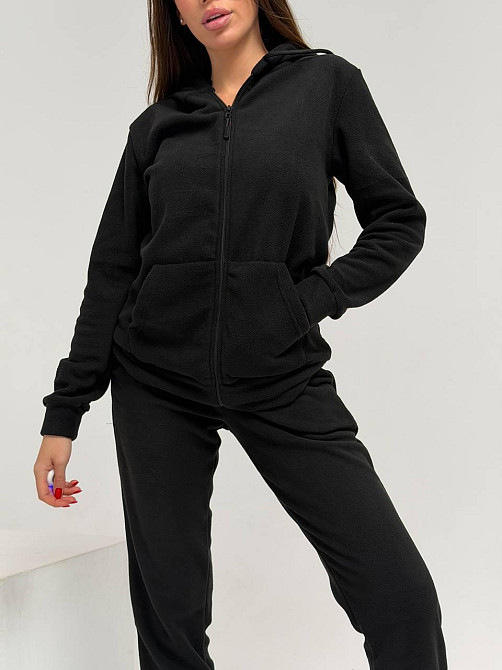 Жіночий повсякденний теплий костюм на флісі двійка Чорний, 46/48 Одеса - фото 5