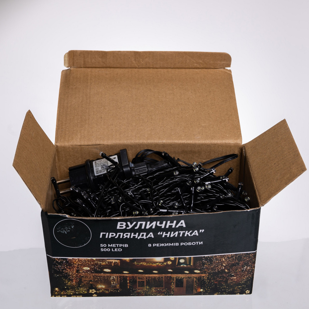 Гірлянда Різдвяна фея вулична 50 (м) 500 LED чорний провід Білий CF500L50MBW Київ - фото 6