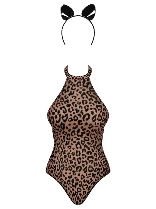 Еротичний костюм леопарда Obsessive Leocatia teddy XXL, боді, обруч з вушками Львів - фото 3
