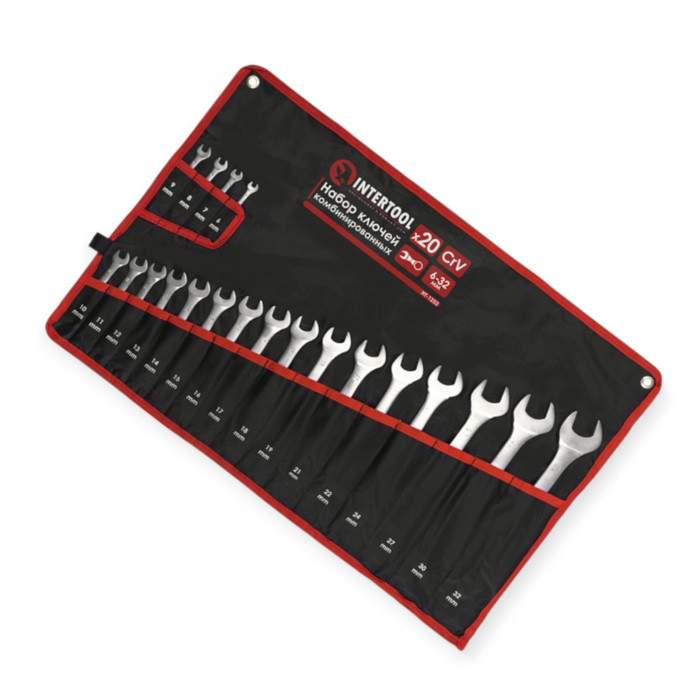 Набір ключів ріжково-накидних 6-32 мм 20 шт (тканин. чохол) CrV Storm Мукачево - фото 1
