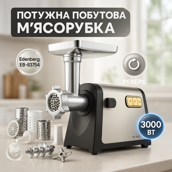 Мясорубка электрическая шнековая с реверсом, Мясорубка кухонная мощная для дома, Мясорубки для кафе AK-55 Львов