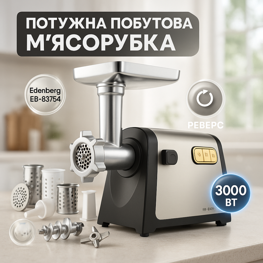 Мясорубка электрическая шнековая с реверсом, Мясорубка кухонная мощная для дома, Мясорубки для кафе AK-55 Львов - изображение 3