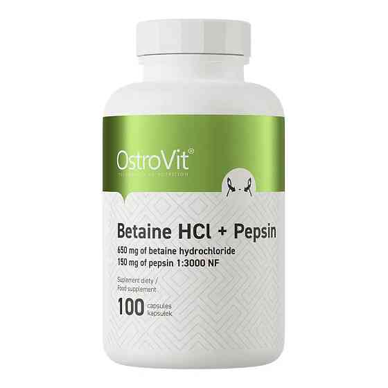 Бетаїн HCl + Пепсин 100 капсул Ostrovit Betaine HCl + Pepsin 100 caps Луцьк