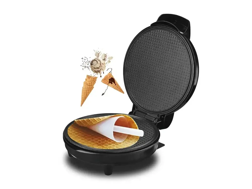 Вафельниця BITEK BT-220 1200Вт з антипригарним покриттям, терморегулятором і конусом для ріжків Одеса - фото 2