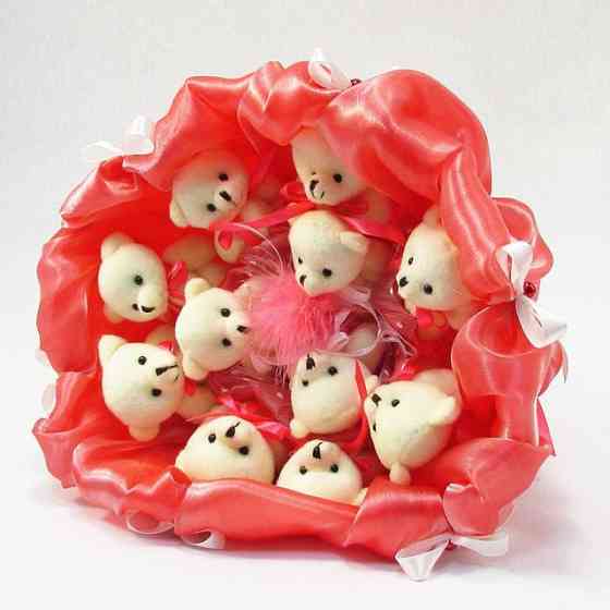 Букет из мягких игрушек 11 мишек 5284IT коралловый Винница