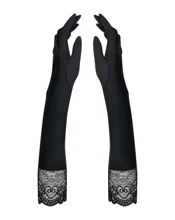 Високі рукавички з каменями та мереживом Obsessive Miamor gloves, black Львів