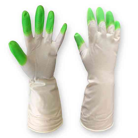 Гумові господарські рукавички Дельфін латексні водонепроникні з внутрішнім напиленням Харків