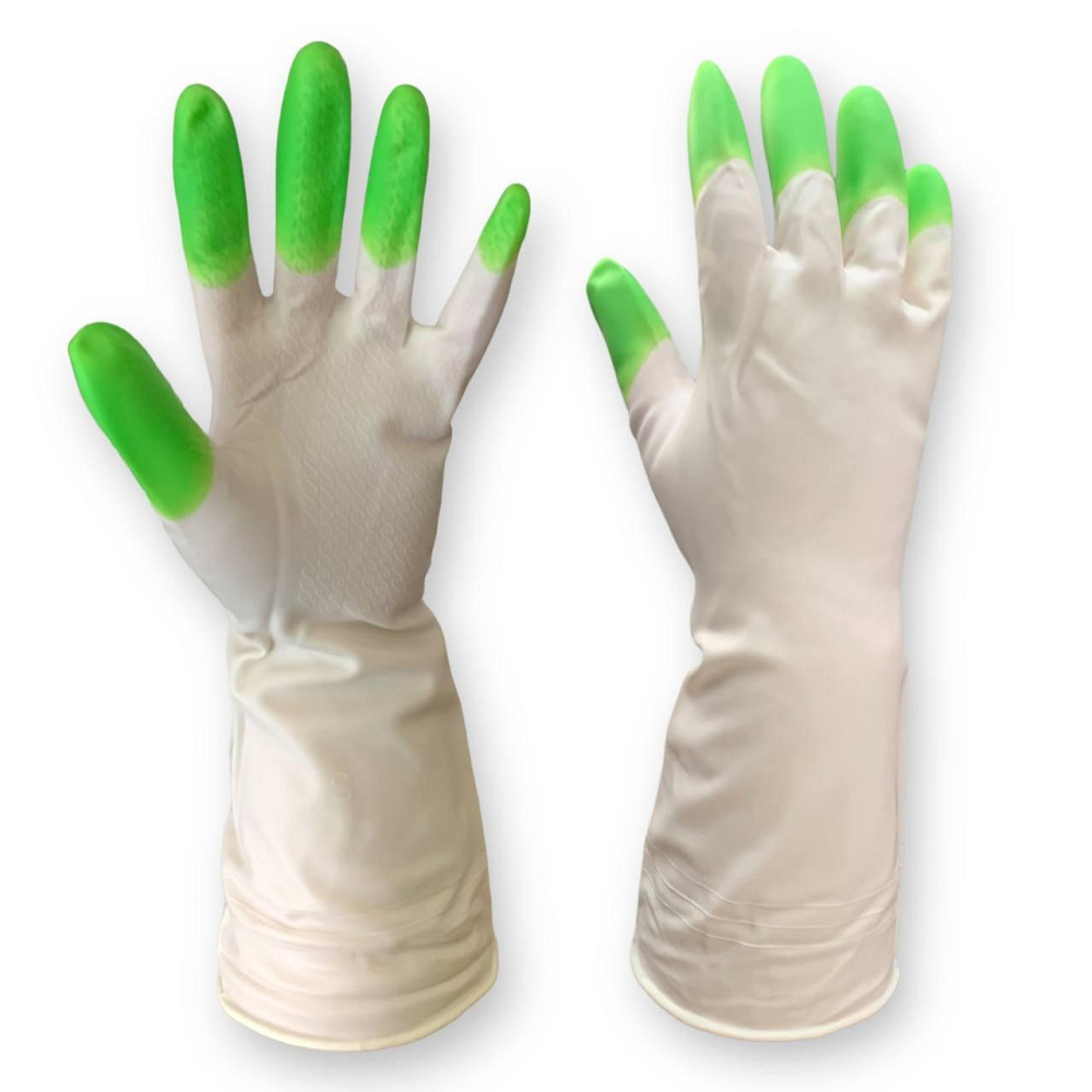 Гумові господарські рукавички Дельфін латексні водонепроникні з внутрішнім напиленням Харків - фото 3