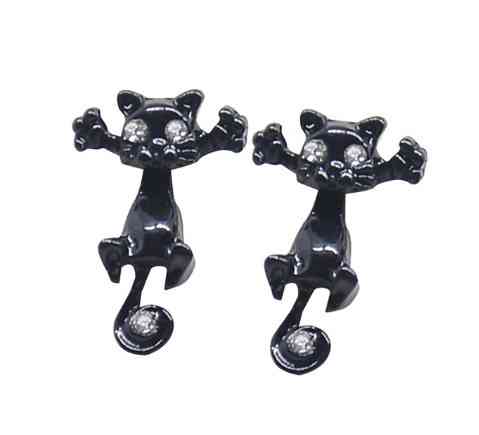 Серьги с котами 2 см черный Киев