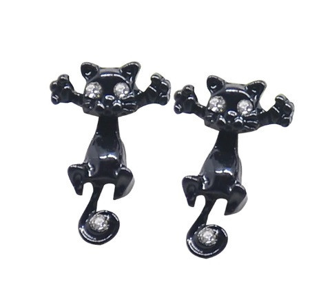 Серьги с котами 2 см черный Киев - изображение 1