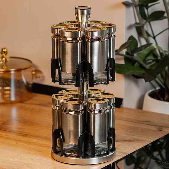 TS Kitchen Набір баночок для спецій 12 шт. по 120 мл на підставці Карусель Коломия