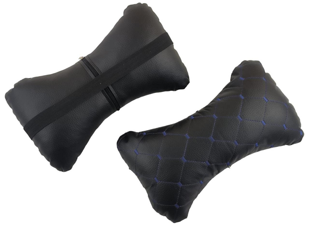 Подушка голову в авто экокожа синяя строчка (к-кт 2 шт) под Мукачево - изображение 1