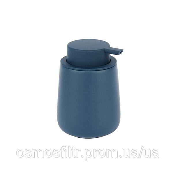 Дозатор для жидкого мыла Axentia Mondra темно-синий доломит с пластиком Ø 9 см 300 мл soft touch (135829) Киев - изображение 1