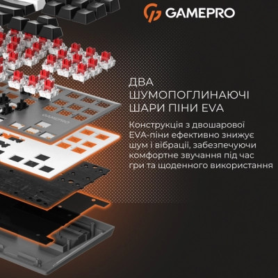 Клавіатура GamePro Genesis Joker Pro MK124G Pro Outemu Red Switch Wireless/Bluetooth/USB UA Gray (MK124G Pro) Вінниця - фото 4