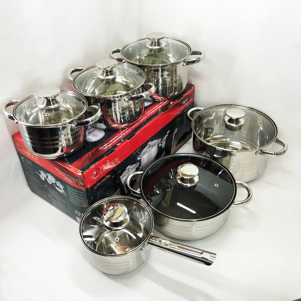 Набор кастрюль с крышками для кухни UNIQUE, Набор кастрюль с антипригарным дном, Кастрюли из нержавейки FL-21 Львов - изображение 13
